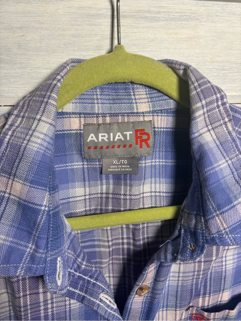 Women’s Ariat Fire Resistant Button Up Plaid Work Shirt Western Workwear Heavy - Picture 5 of 7